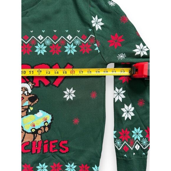 NWT Scooby Doo Mens Knitted Christmas Munchies Pullover Green Acrylic Sweater S - Picture 4 of 12